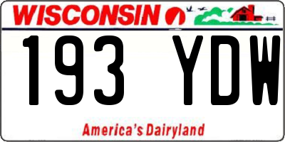 WI license plate 193YDW