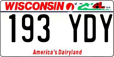WI license plate 193YDY