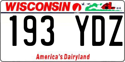 WI license plate 193YDZ