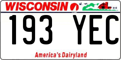 WI license plate 193YEC