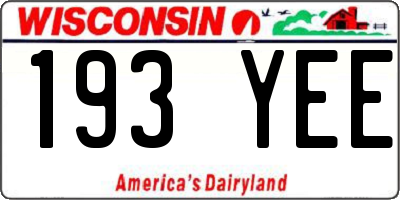 WI license plate 193YEE