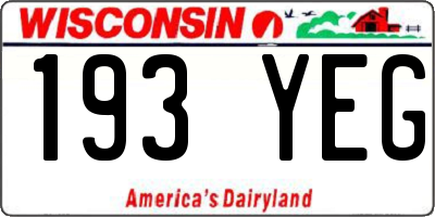 WI license plate 193YEG