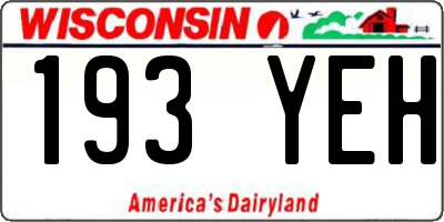 WI license plate 193YEH