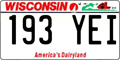 WI license plate 193YEI