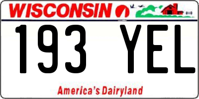 WI license plate 193YEL