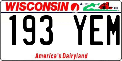 WI license plate 193YEM