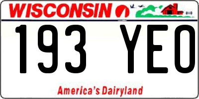 WI license plate 193YEO