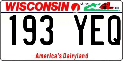 WI license plate 193YEQ