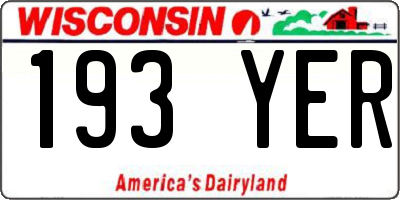 WI license plate 193YER