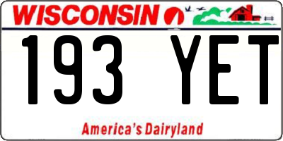WI license plate 193YET