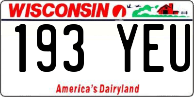 WI license plate 193YEU