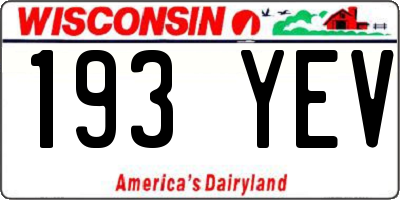 WI license plate 193YEV
