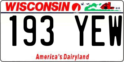 WI license plate 193YEW