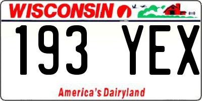WI license plate 193YEX