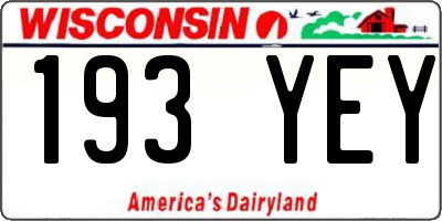 WI license plate 193YEY