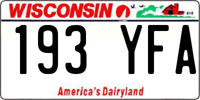 WI license plate 193YFA
