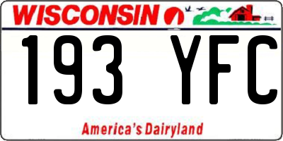WI license plate 193YFC