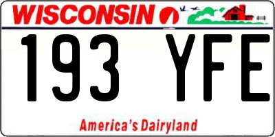 WI license plate 193YFE