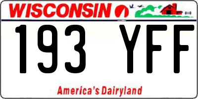 WI license plate 193YFF