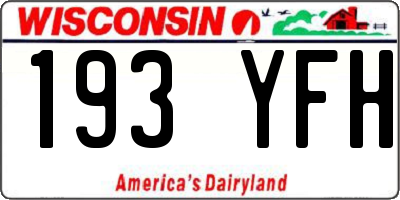WI license plate 193YFH