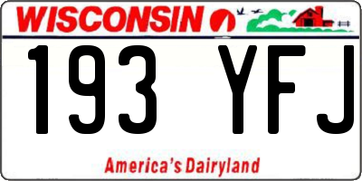 WI license plate 193YFJ
