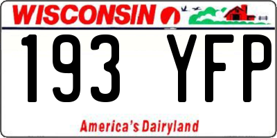 WI license plate 193YFP