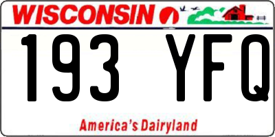 WI license plate 193YFQ