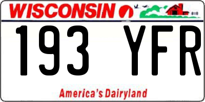 WI license plate 193YFR