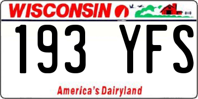 WI license plate 193YFS