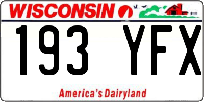 WI license plate 193YFX