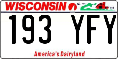 WI license plate 193YFY