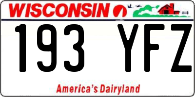 WI license plate 193YFZ