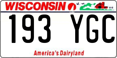 WI license plate 193YGC
