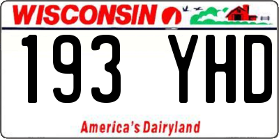 WI license plate 193YHD