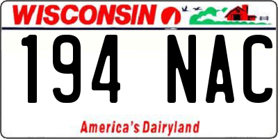 WI license plate 194NAC