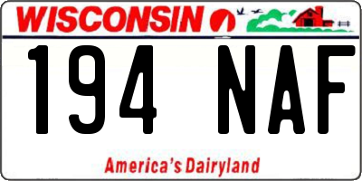 WI license plate 194NAF