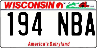 WI license plate 194NBA