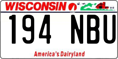 WI license plate 194NBU