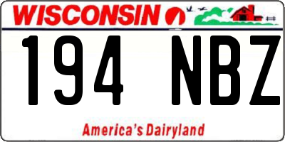 WI license plate 194NBZ