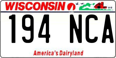WI license plate 194NCA