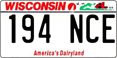 WI license plate 194NCE