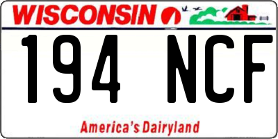 WI license plate 194NCF