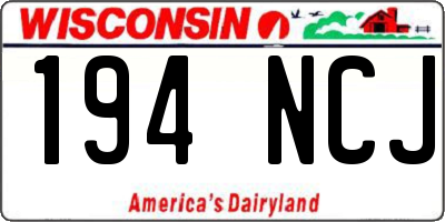 WI license plate 194NCJ