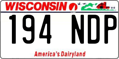 WI license plate 194NDP