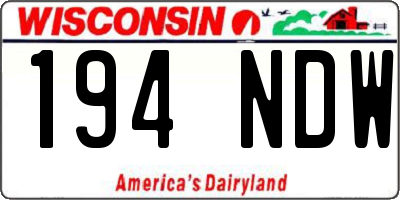 WI license plate 194NDW