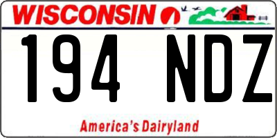 WI license plate 194NDZ