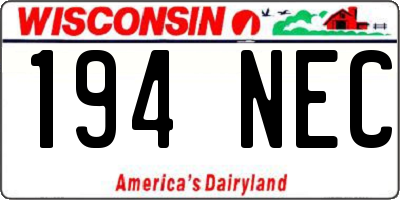 WI license plate 194NEC