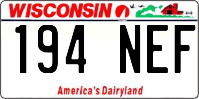 WI license plate 194NEF