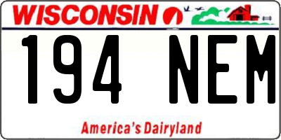 WI license plate 194NEM