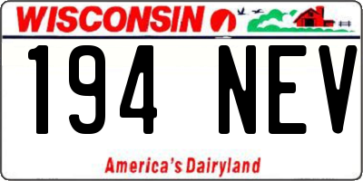 WI license plate 194NEV